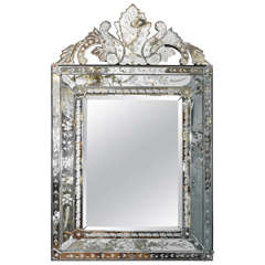 Mid Century Hollywood Regency Beveled Venetian Wall Mirror