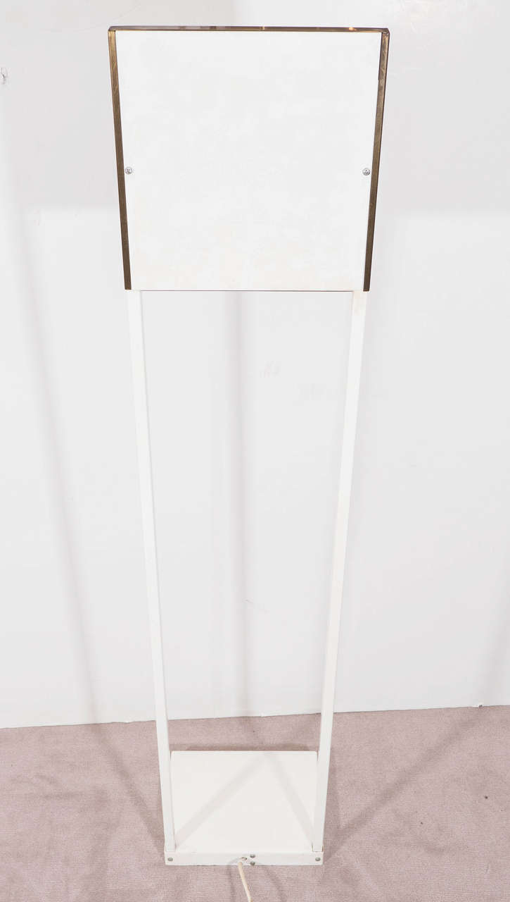 A Midcentury Sculptural Floor Lamp in White Enamel and Brass 2