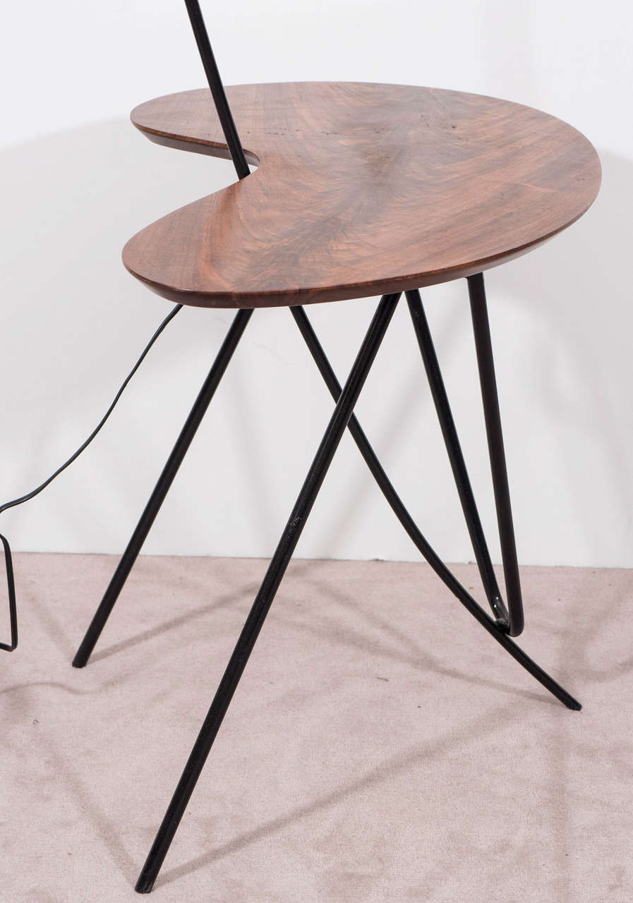 Mid-20th Century Midcentury Floor Lamp with Wooden Table in the Style of Greta Grossman For Sale