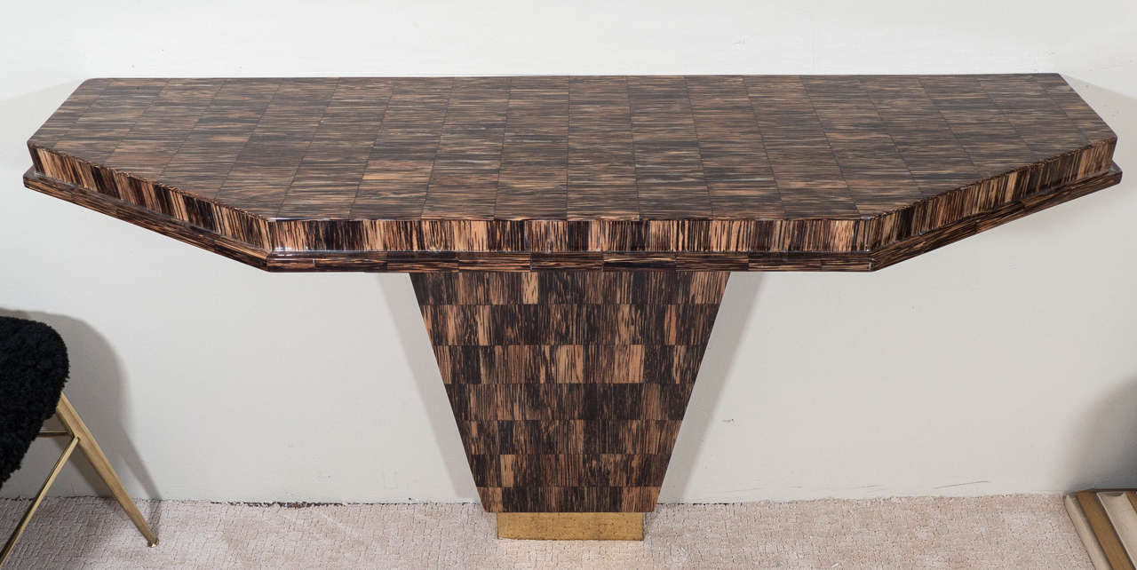 American A Midcentury Tessellated Horn Console Table in the Style of Karl Springer