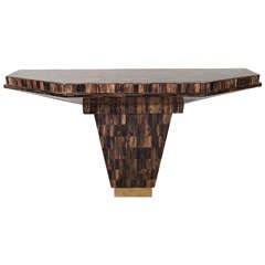A Midcentury Tessellated Horn Console Table in the Style of Karl Springer