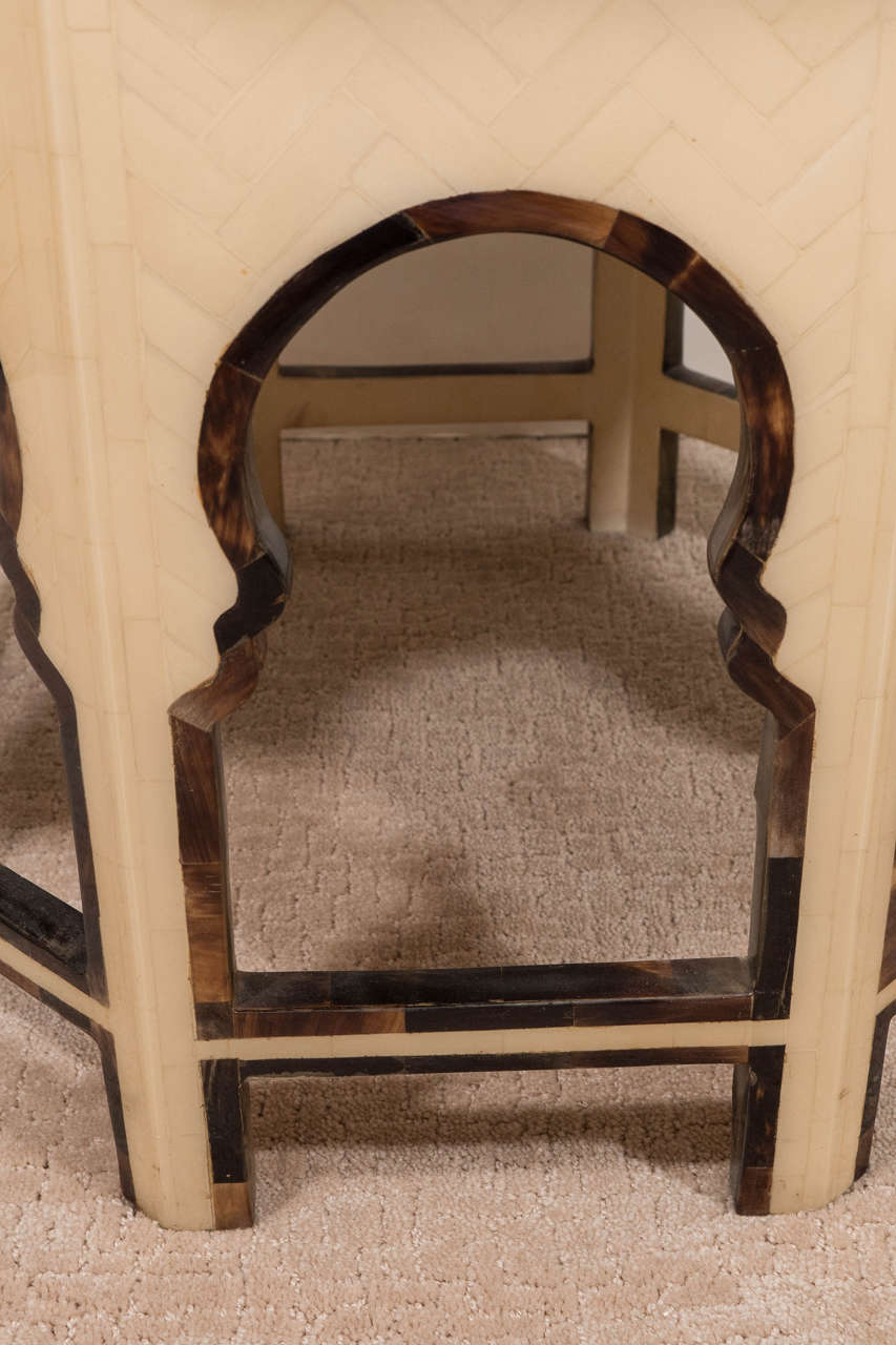 Moorish Inspired End Table in Tessellated Bone and Tortoise Shell 1