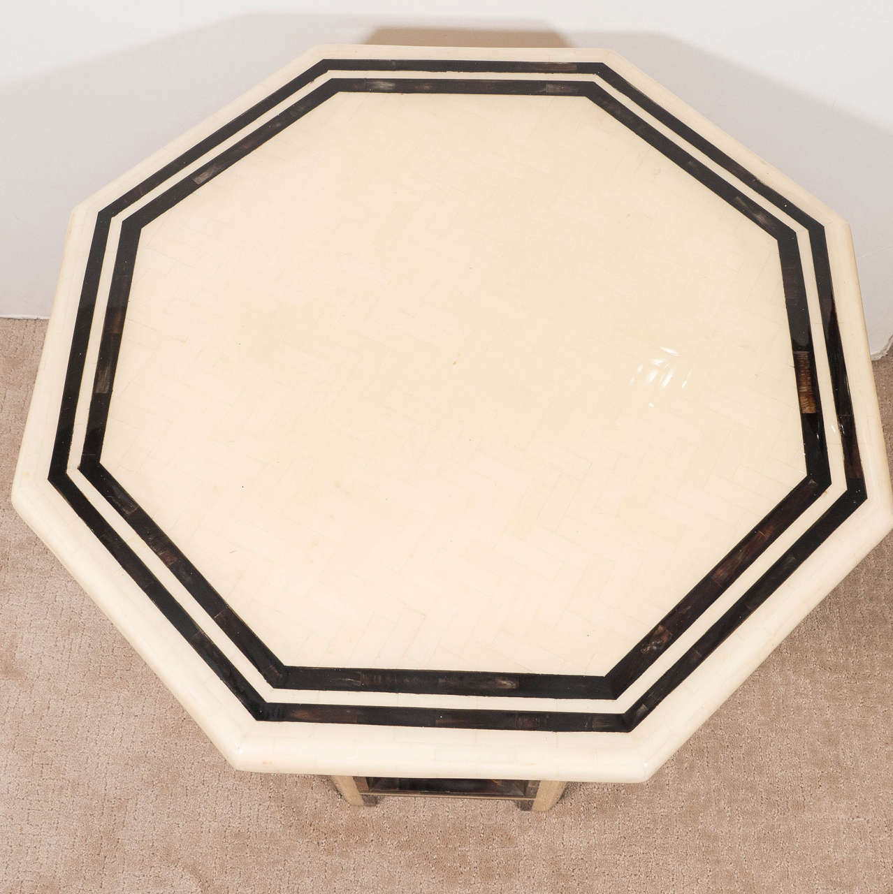Moorish Inspired End Table in Tessellated Bone and Tortoise Shell 2