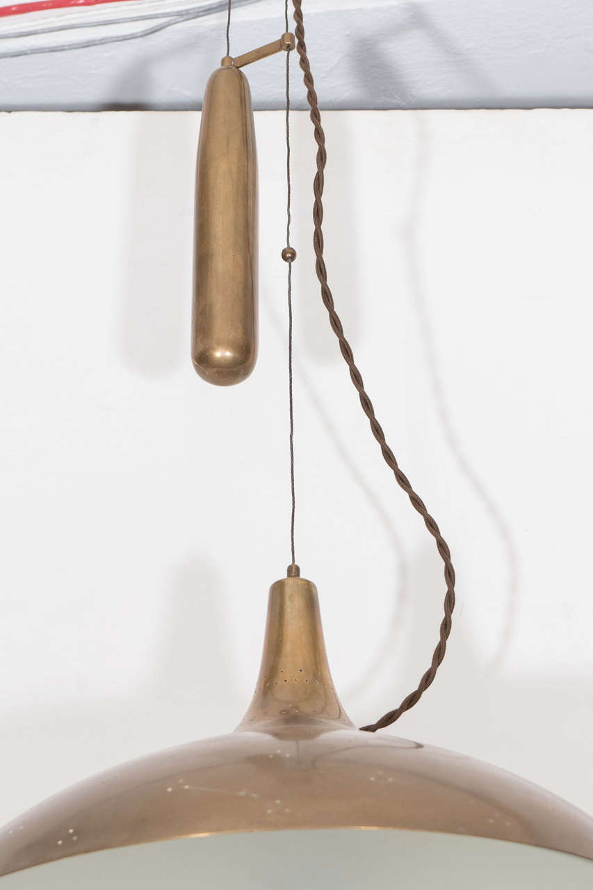 Scandinavian Modern Paavo Tynell Brass Counter Balance Pendant Lamp