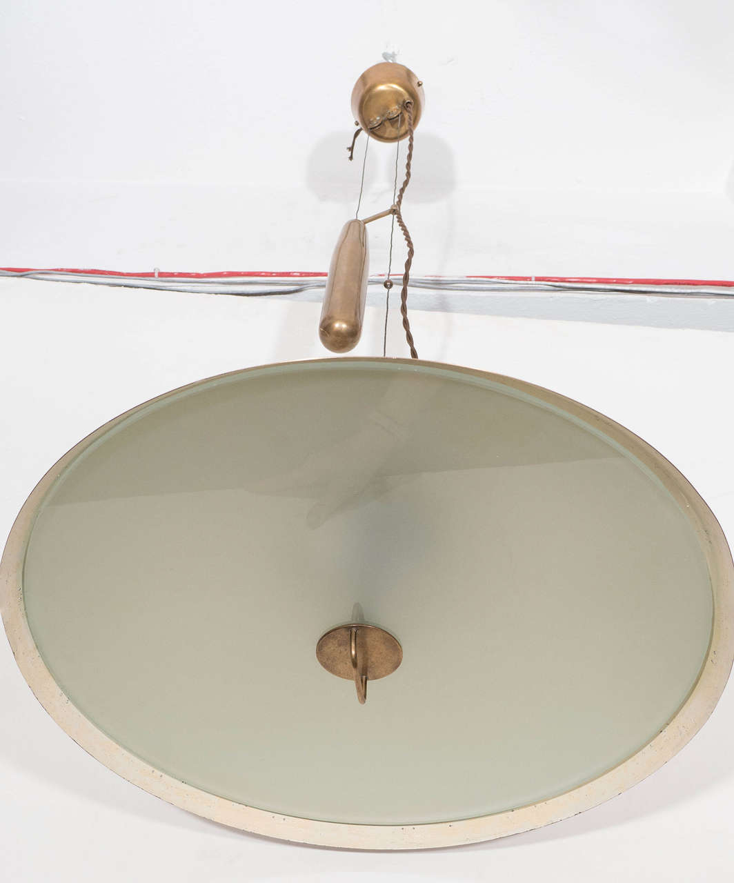 Paavo Tynell Brass Counter Balance Pendant Lamp In Good Condition In New York, NY