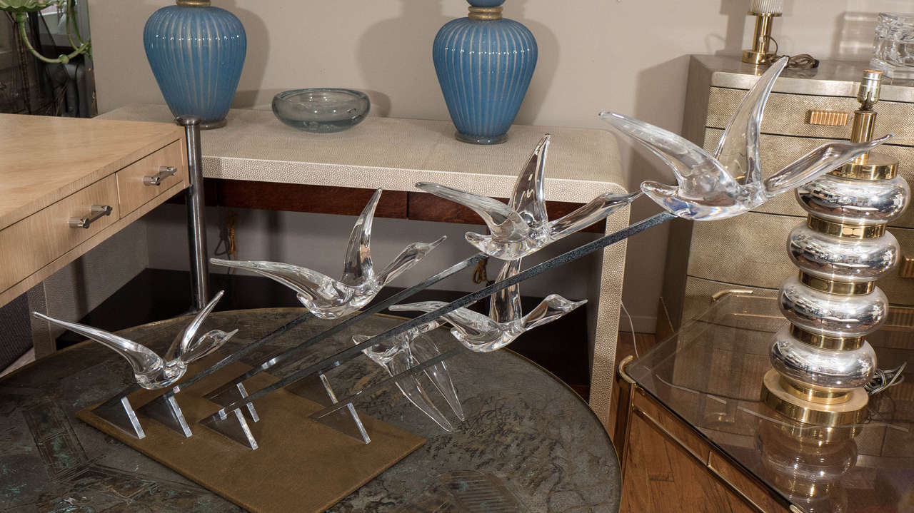 Daum Sculpture of Glass Geese in Flight In Good Condition In New York, NY