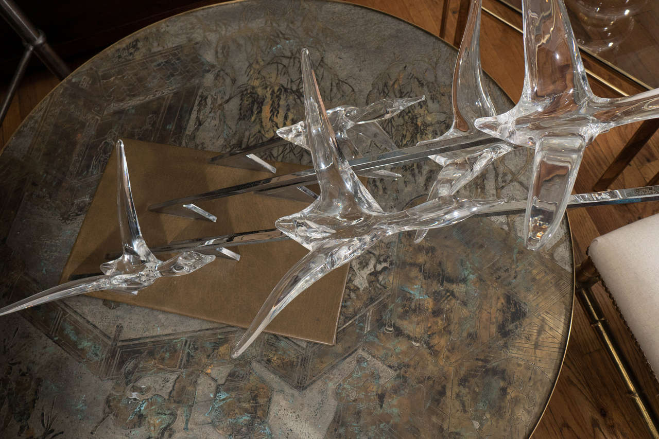 Daum Sculpture of Glass Geese in Flight 1