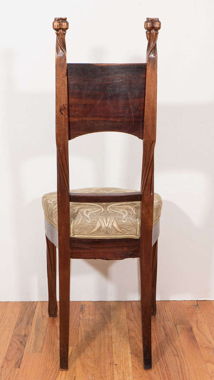 Textile French Art Nouveau 'Poppy' Chair by Louis Majorelle