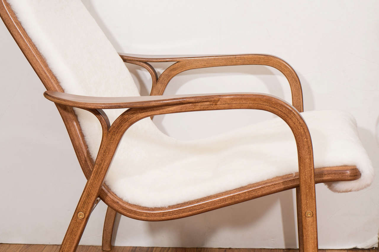 A Single Yngve Ekstrom Beech 'Lamino' Lounge Chair for Swedese In Good Condition In New York, NY