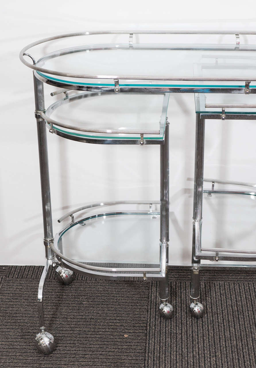 Mid-Century Modern Midcentury Five-Tier Expandable Chrome Bar Cart