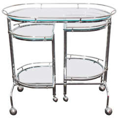 Midcentury Five-Tier Expandable Chrome Bar Cart