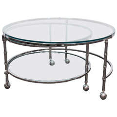 Midcentury Three-Tier Round Chrome Coffee Table in the Style of Milo Baughman