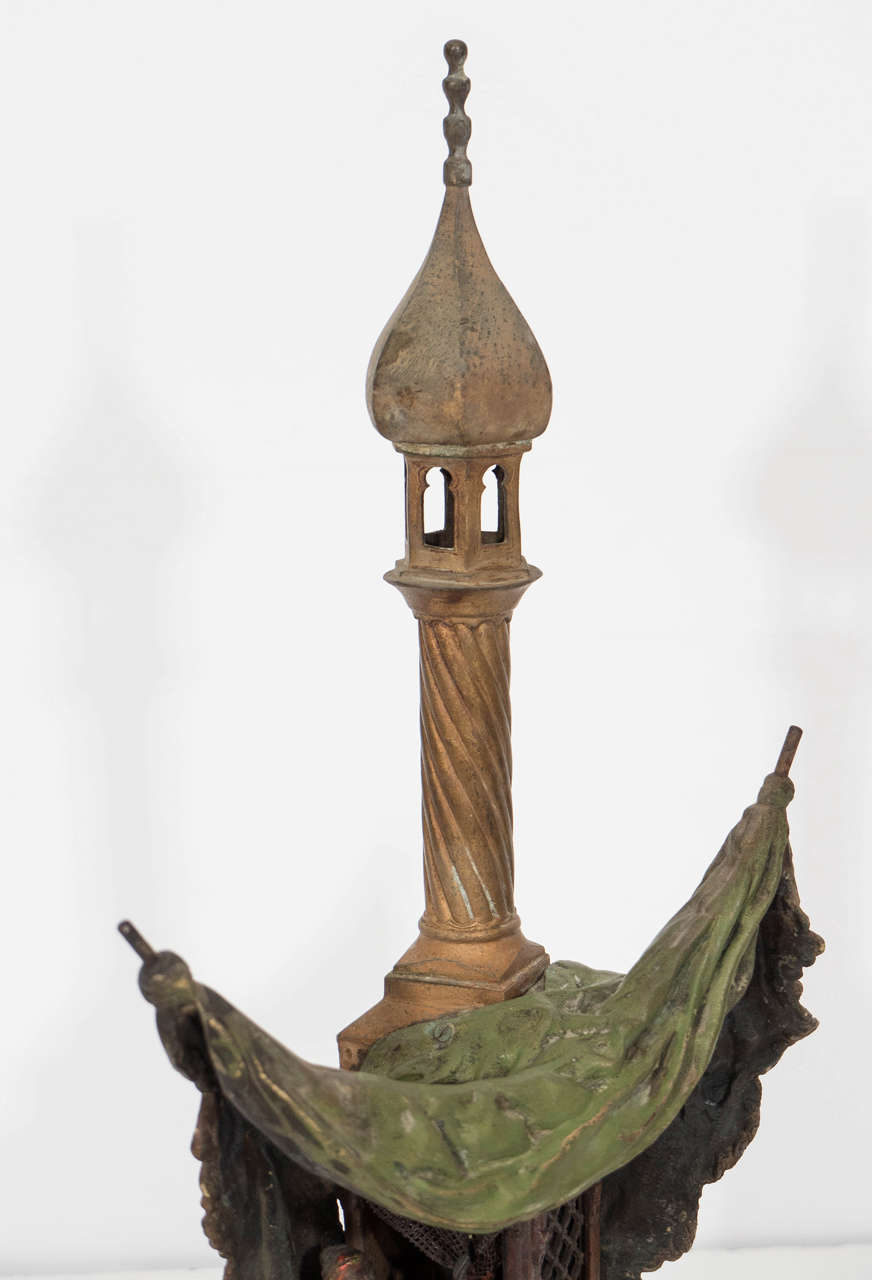 Cold-Painted Late 19th Century Bergmann Orientalist Bronze Table Lamp