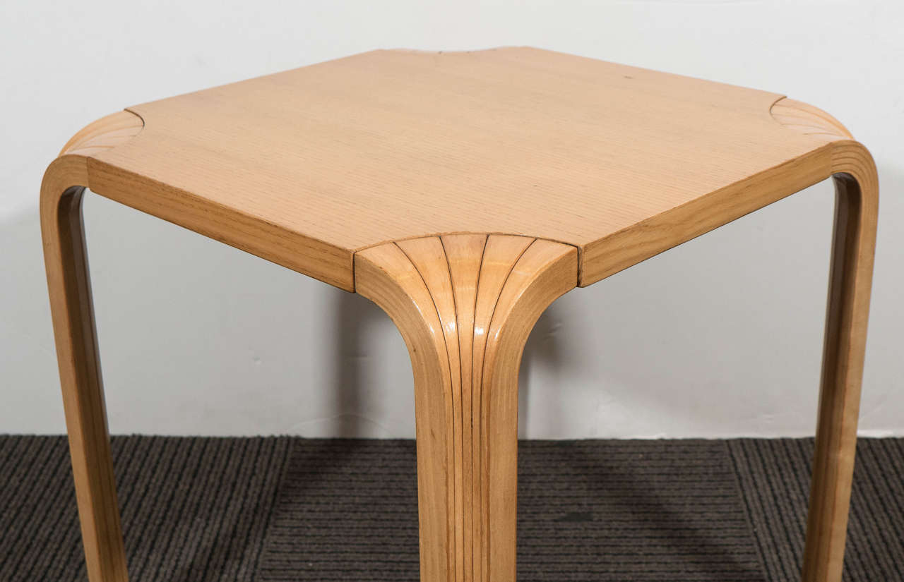 Scandinavian Modern An Alvar Aalto Fan Leg Birch Side Table for ICF Group
