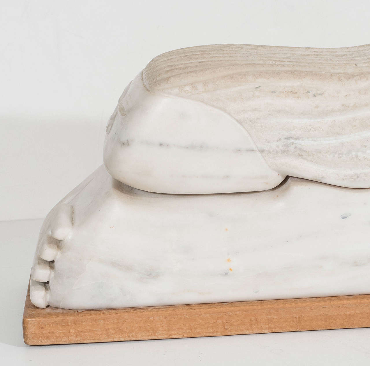 Carved Abstract Sculptural Female Form in White Marble