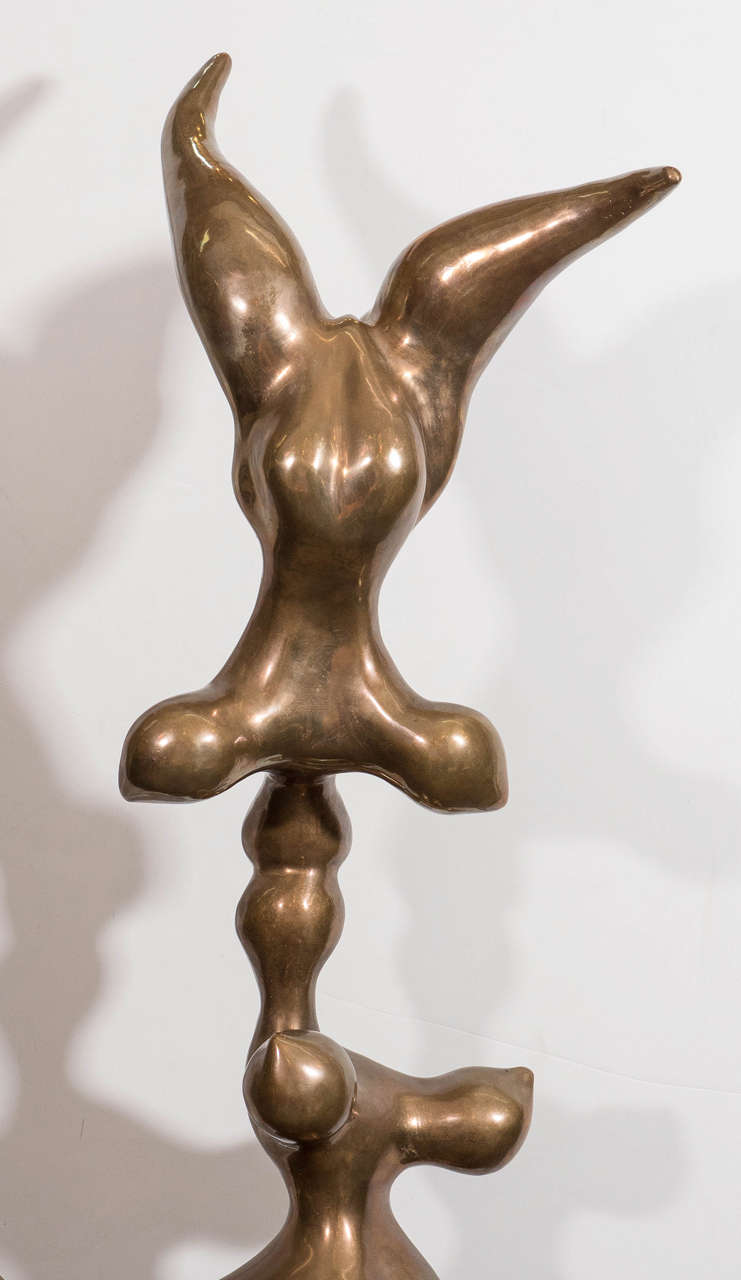 Mid-20th Century Sculptural Abstract Acrobats in Bronze by Lewis Seiler