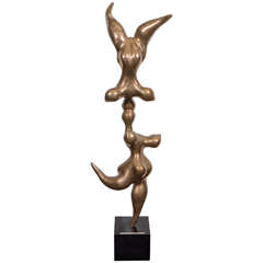 Sculptural Abstract Acrobats in Bronze by Lewis Seiler