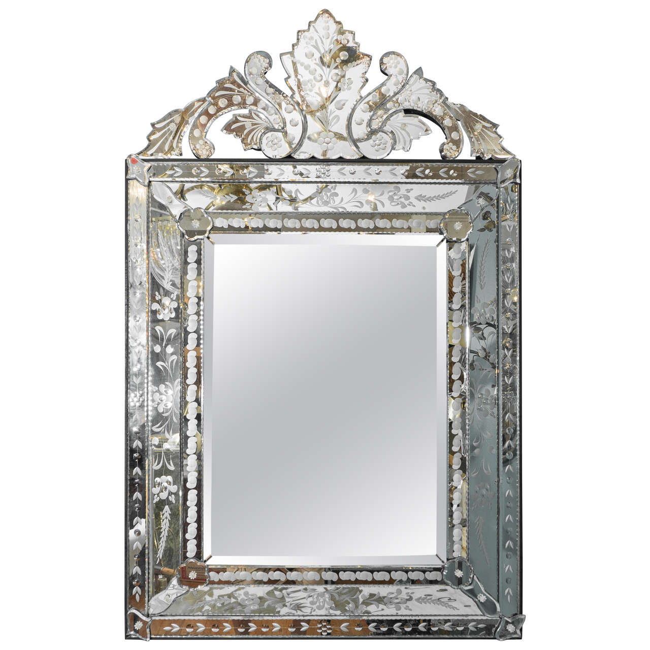 Mid Century Hollywood Regency Beveled Wall Mirror at 1stDibs