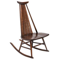 Vintage Rare Ilmari Tapiovaara "Dr. No" Wicker Rocking Chair