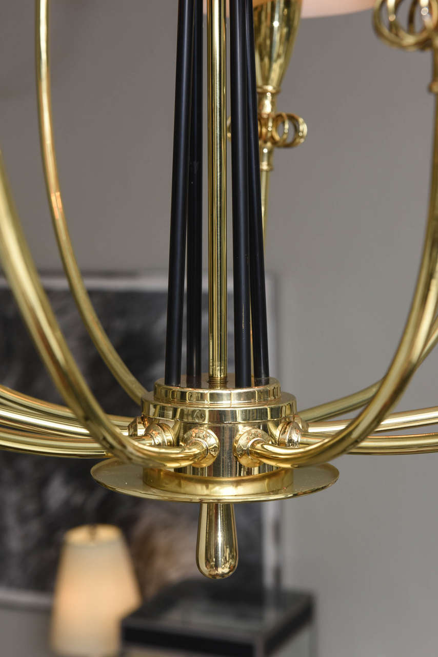 Lightolier Ten-Arm Brass Chandelier 1