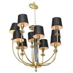 Lightolier Ten-Arm Brass Chandelier