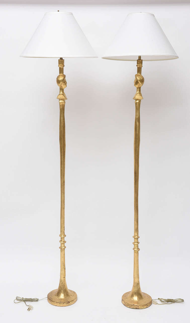 Pair of late 1980s cast metal, gilded 
