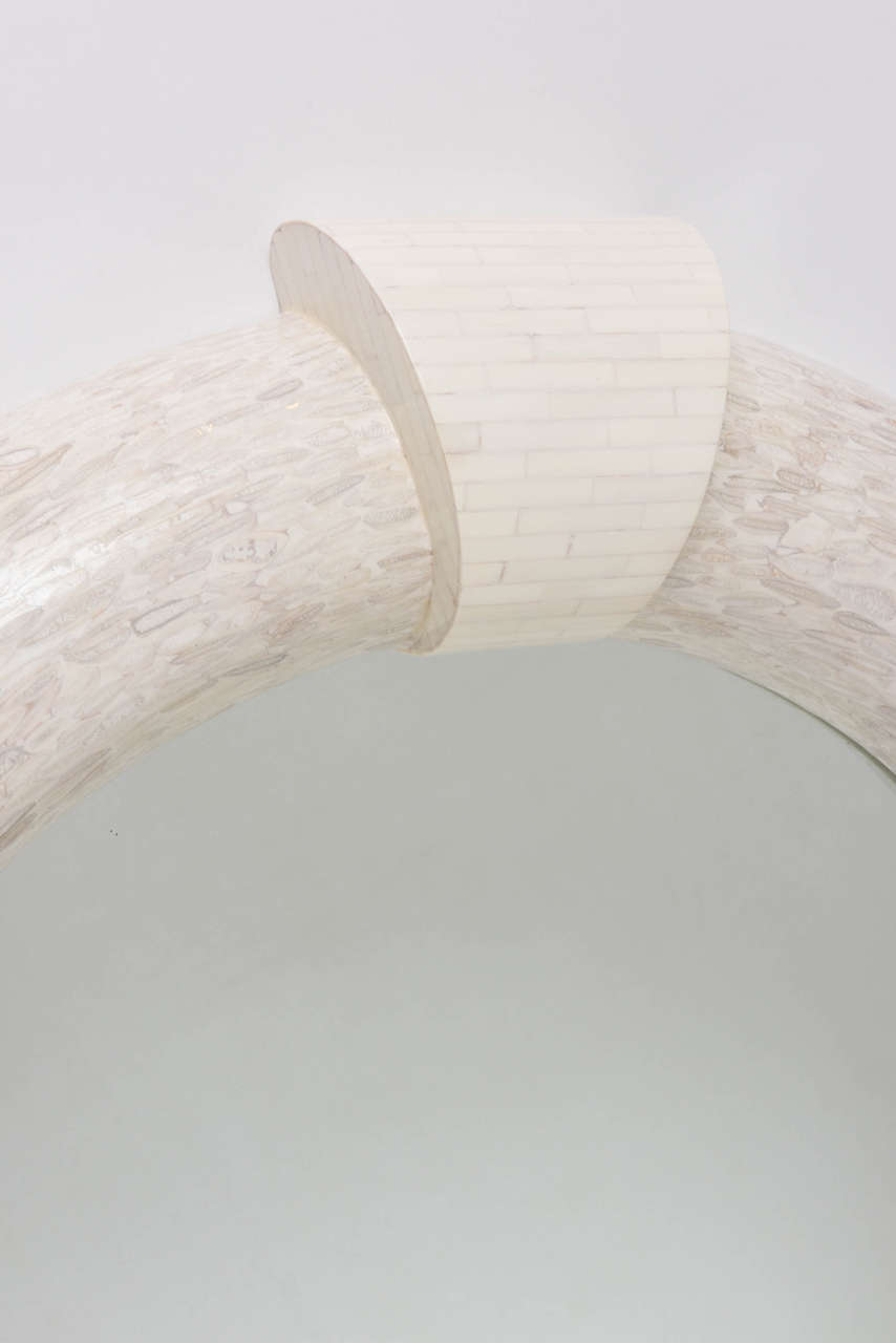 Mid-Century Modern Sliced and Tessellated Bleached Bone Mirror in the Manner of Karl Springer