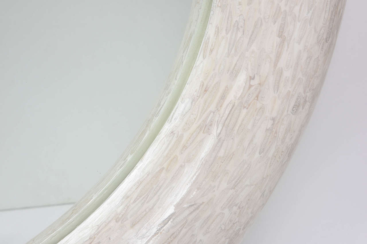 Sliced and Tessellated Bleached Bone Mirror in the Manner of Karl Springer 1