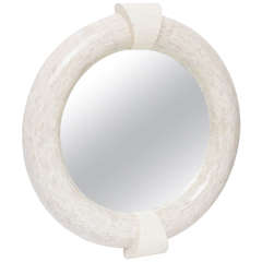 Retro Sliced and Tessellated Bleached Bone Mirror in the Manner of Karl Springer