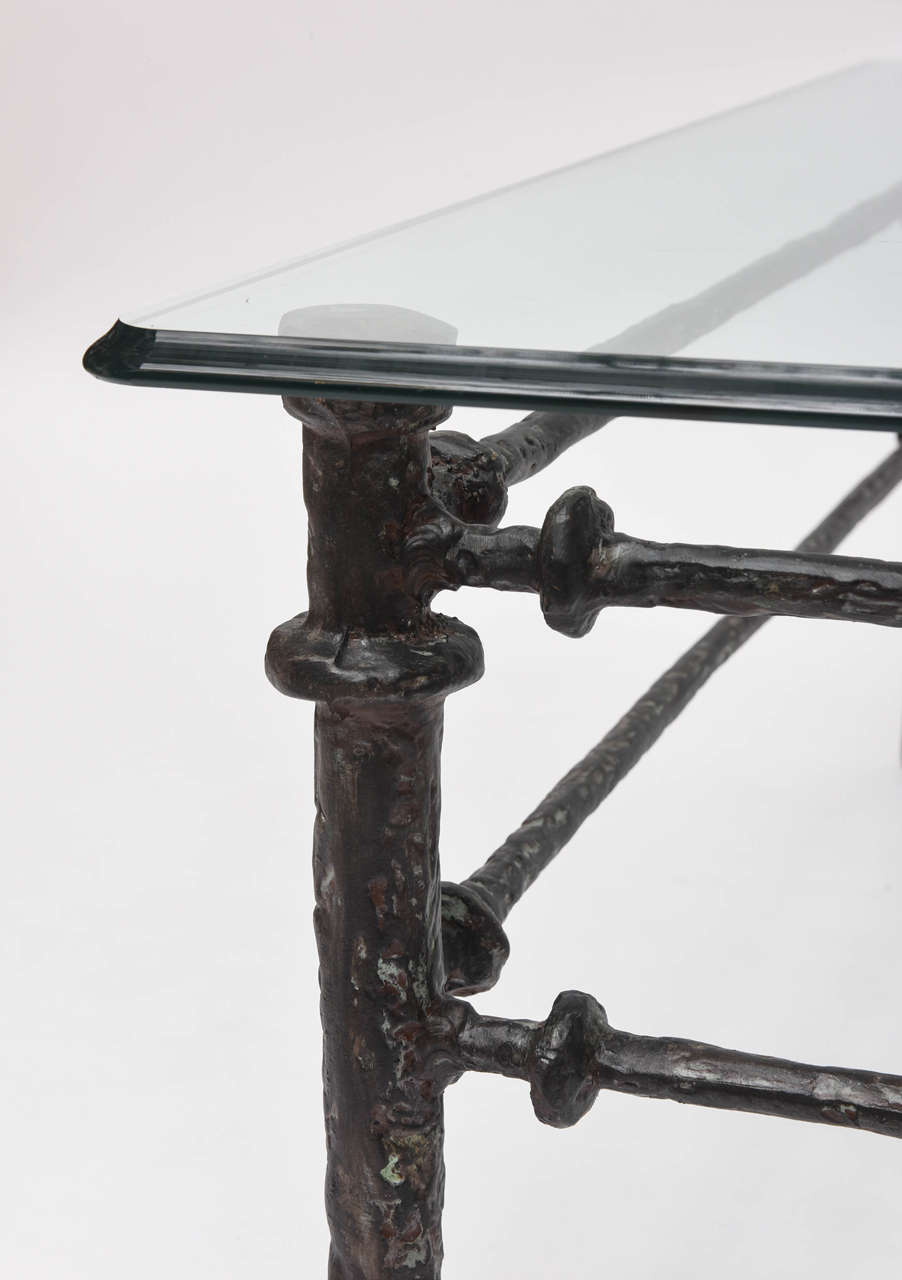 Late 20th Century Giacometti Style Patinated Metal Coffee Table