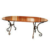Oval Metal Base Dining Table