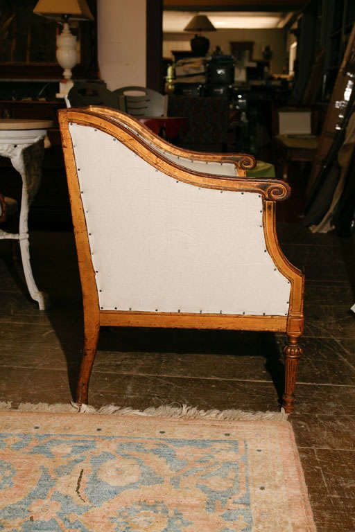 Gold Gilt Square Back Louis XVI Style Arm Chair