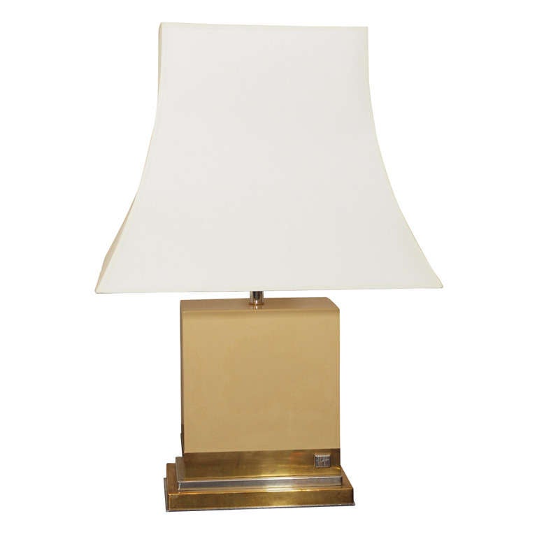 Ivory Lacquer Table Lamp by Jean Claude Mahey For Sale