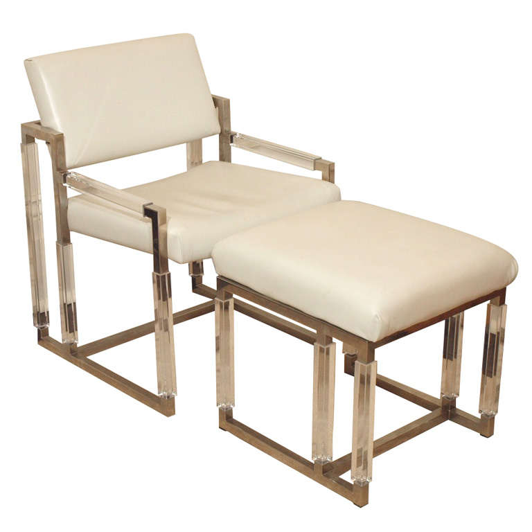 "Metric Line" Chair and Ottoman by Charles Hollis Jones For Sale