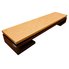 Long low cork top coffee table/ bench by Paul Frankl for Johnson