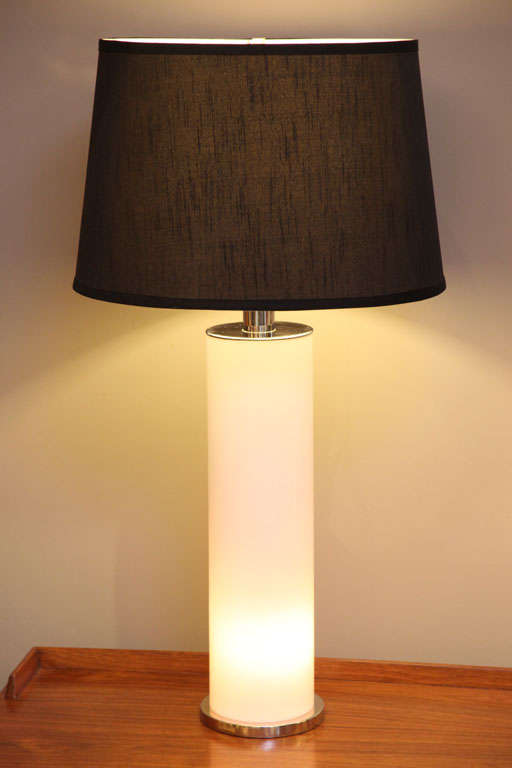Mid-20th Century Sleek Italian Nickel and Acrylic Column Table Lamps