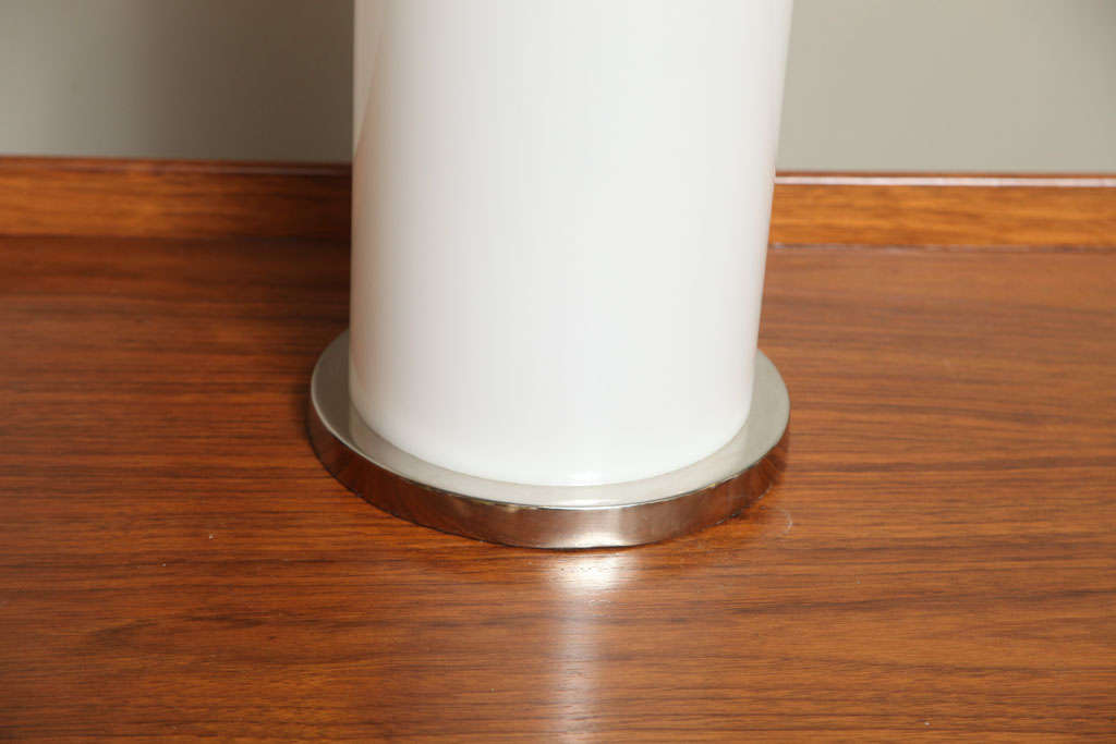 Sleek Italian Nickel and Acrylic Column Table Lamps 1