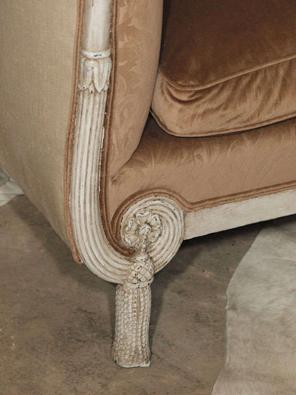 Rare 19th c. French Empire Style Settee or Sofa in Cut Velvet 1