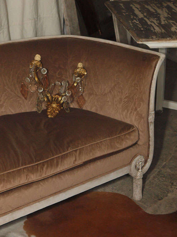 Rare 19th c. French Empire Style Settee or Sofa in Cut Velvet 5