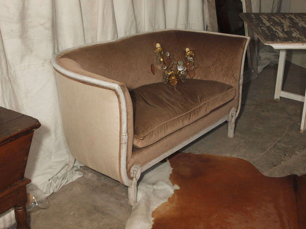 Rare 19th c. French Empire Style Settee or Sofa in Cut Velvet 6
