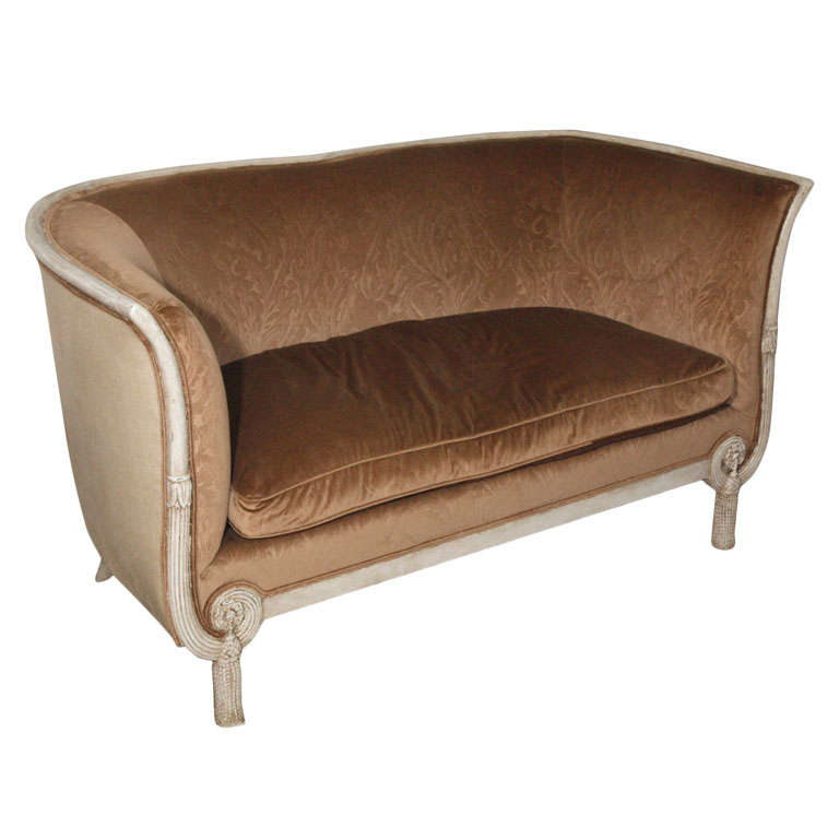 Rare 19th c. French Empire Style Settee or Sofa in Cut Velvet