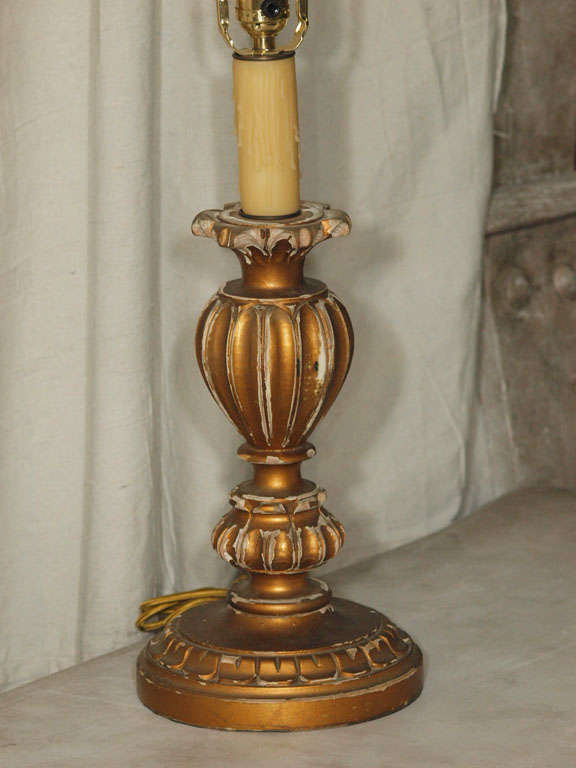 19th Century Italian Carved Giltwood Lamp