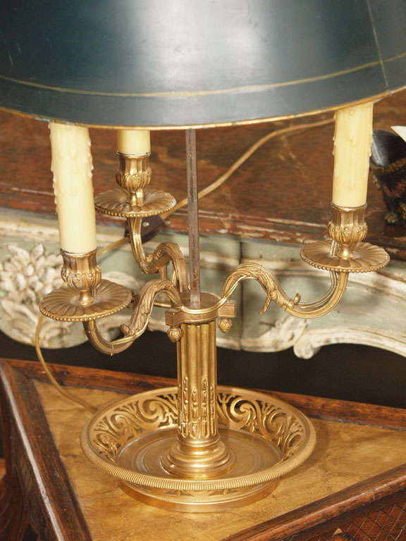 Gilt Bronze and Tole Bouillotte Lamp For Sale 2