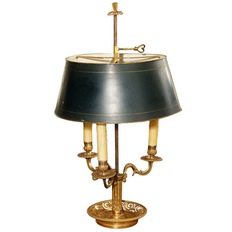 Gilt Bronze and Tole Bouillotte Lamp For Sale