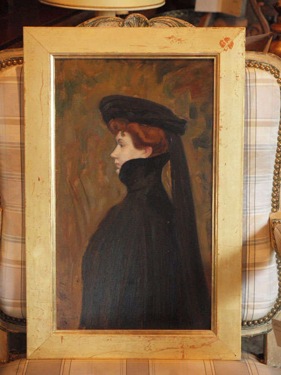 Oil on Cardboard in gilt frame