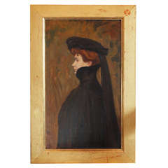 Antique Oil on Cardboard in gilt frame
