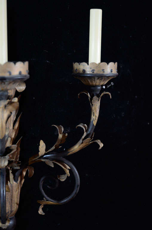 Set of six Parcel and polychromed gilt sconces by E.F. CALDWELL For Sale 5