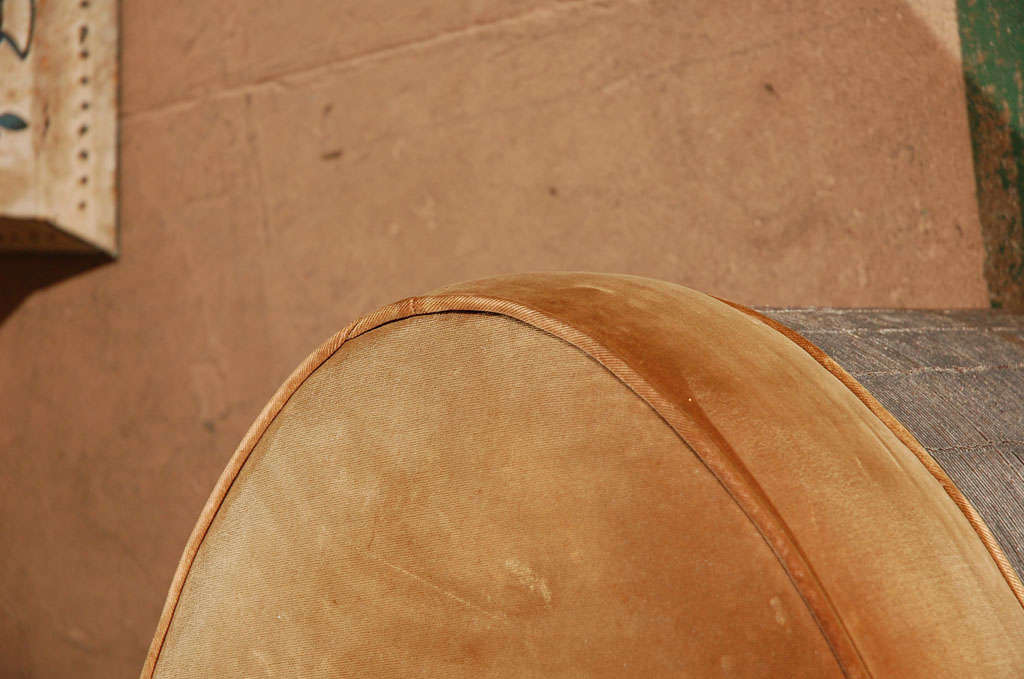 Unknown Thin Spun Wire Oval Ottoman with Upholstered Top
