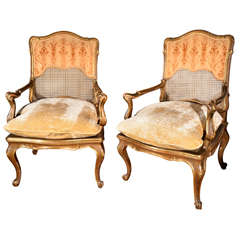 Antique Pair of Paint and Parcel Gilt Italian Chairs