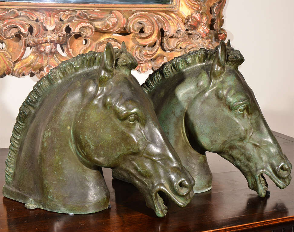 Pair of 19th Century Grand Tour Roman Horse Heads